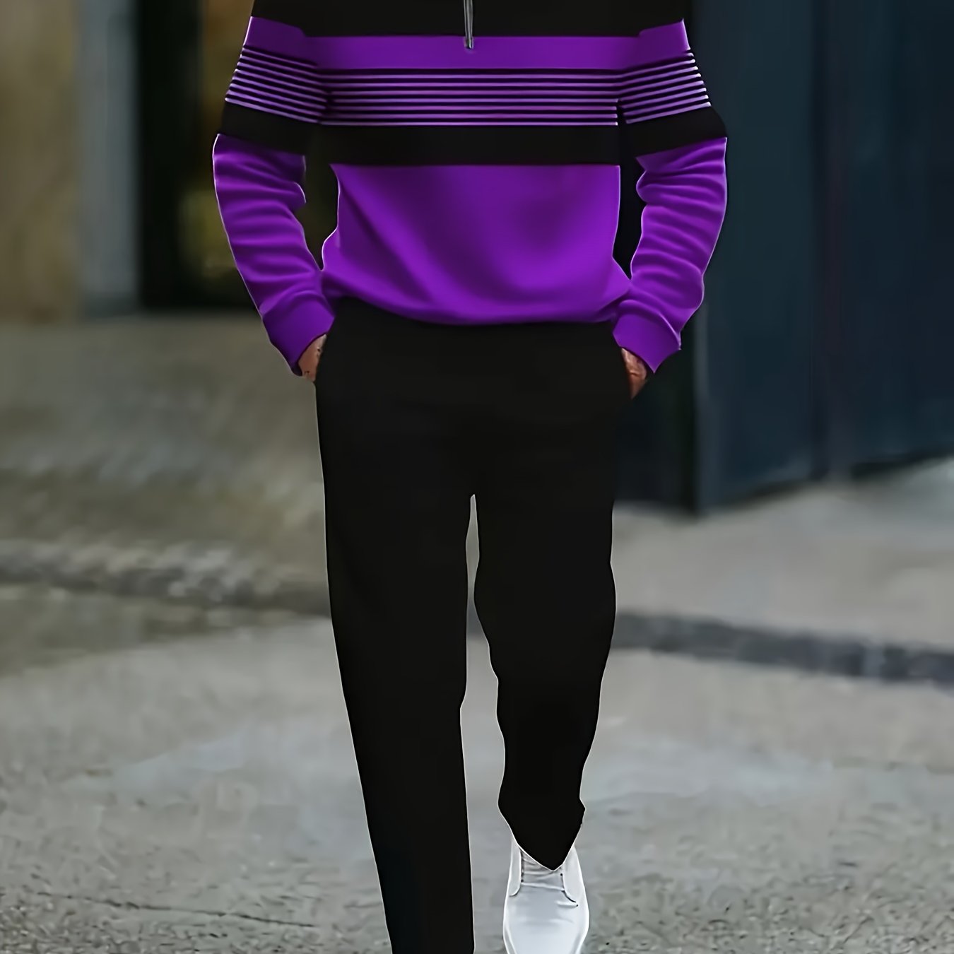 2pcs Striped Zipper Set (2pcs) - Fabtukus Luxury