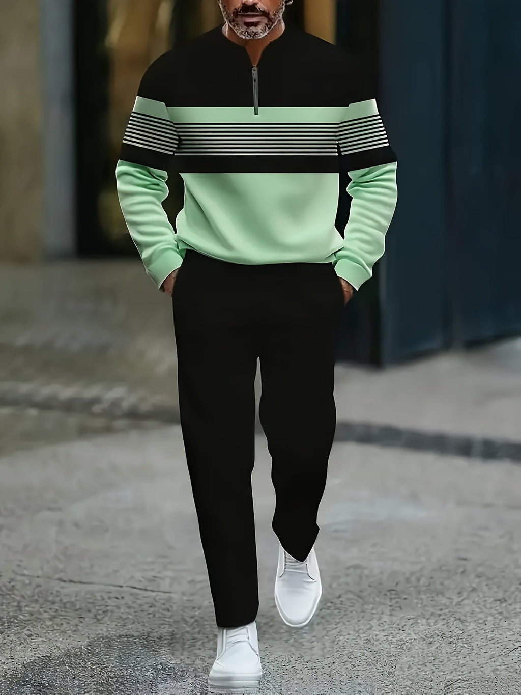 2pcs Striped Zipper Set (2pcs) - Fabtukus Luxury