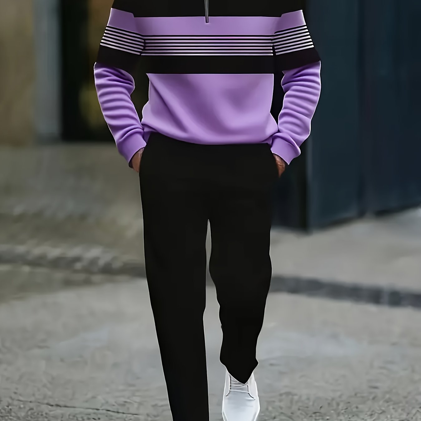 2pcs Striped Zipper Set (2pcs) - Fabtukus Luxury