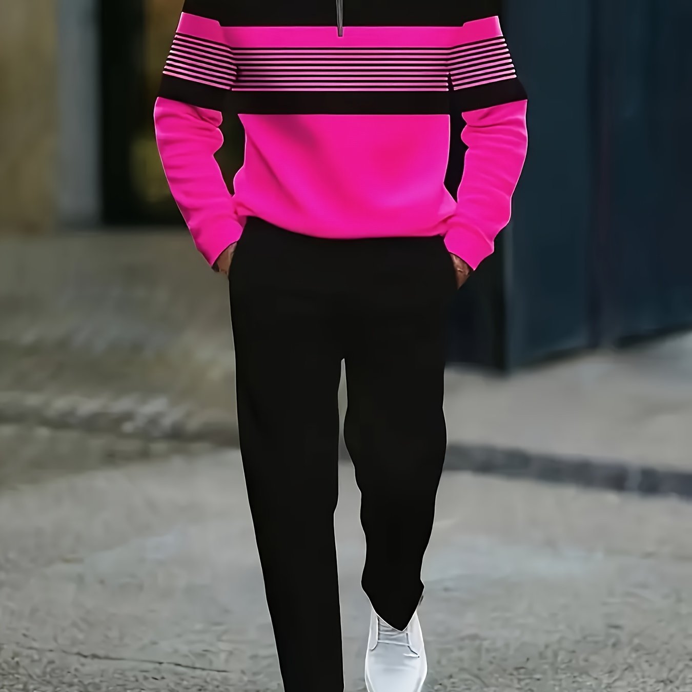 2pcs Striped Zipper Set (2pcs) - Fabtukus Luxury