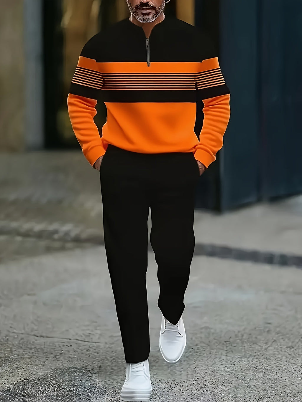 2pcs Striped Zipper Set (2pcs) - Fabtukus Luxury