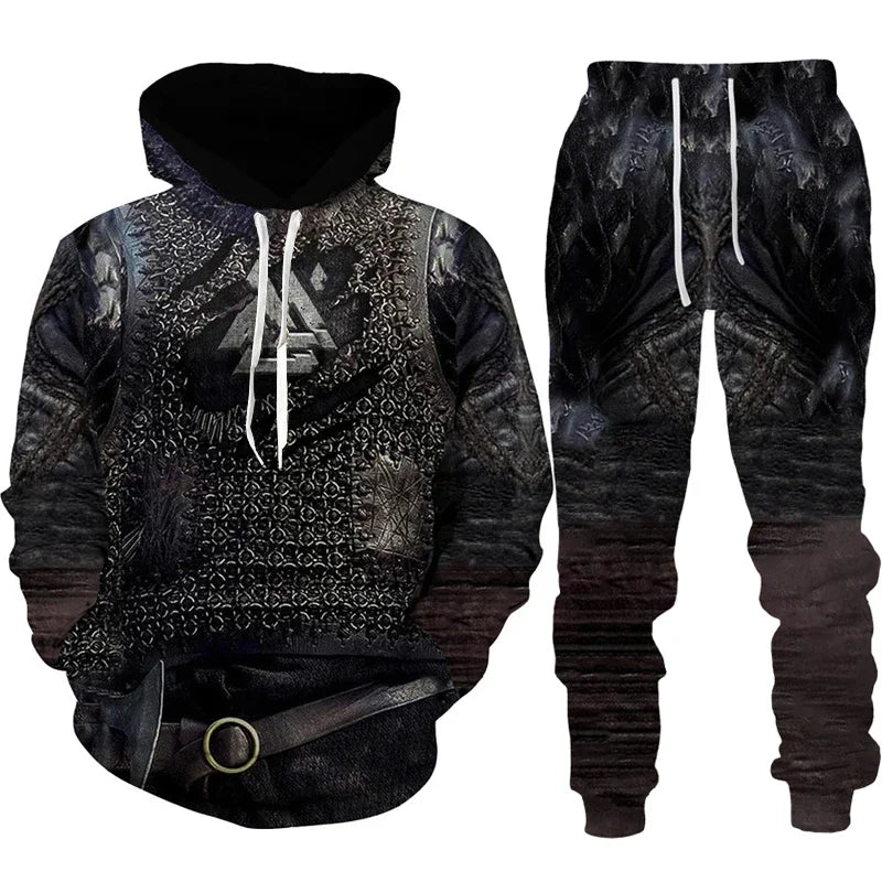 3D Print Men Cool Hoodie Set Tracksuit/Pants Autumn Winter Long Sleeve Pullover Suit Punk Casual Sportwear Oversize High - quality - Fabtukus Luxury