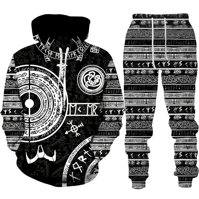 3D Print Men Cool Hoodie Set Tracksuit/Pants Autumn Winter Long Sleeve Pullover Suit Punk Casual Sportwear Oversize High - quality - Fabtukus Luxury