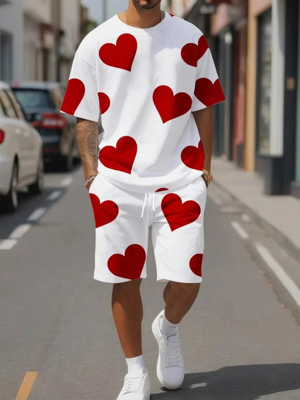 3D Print Men's Flower Crew Neck Short Sleeve T-Shirt Shorts Set Round Neck Gradient Short Sleeved Suit Conjunto Para Hombre - Fabtukus Luxury