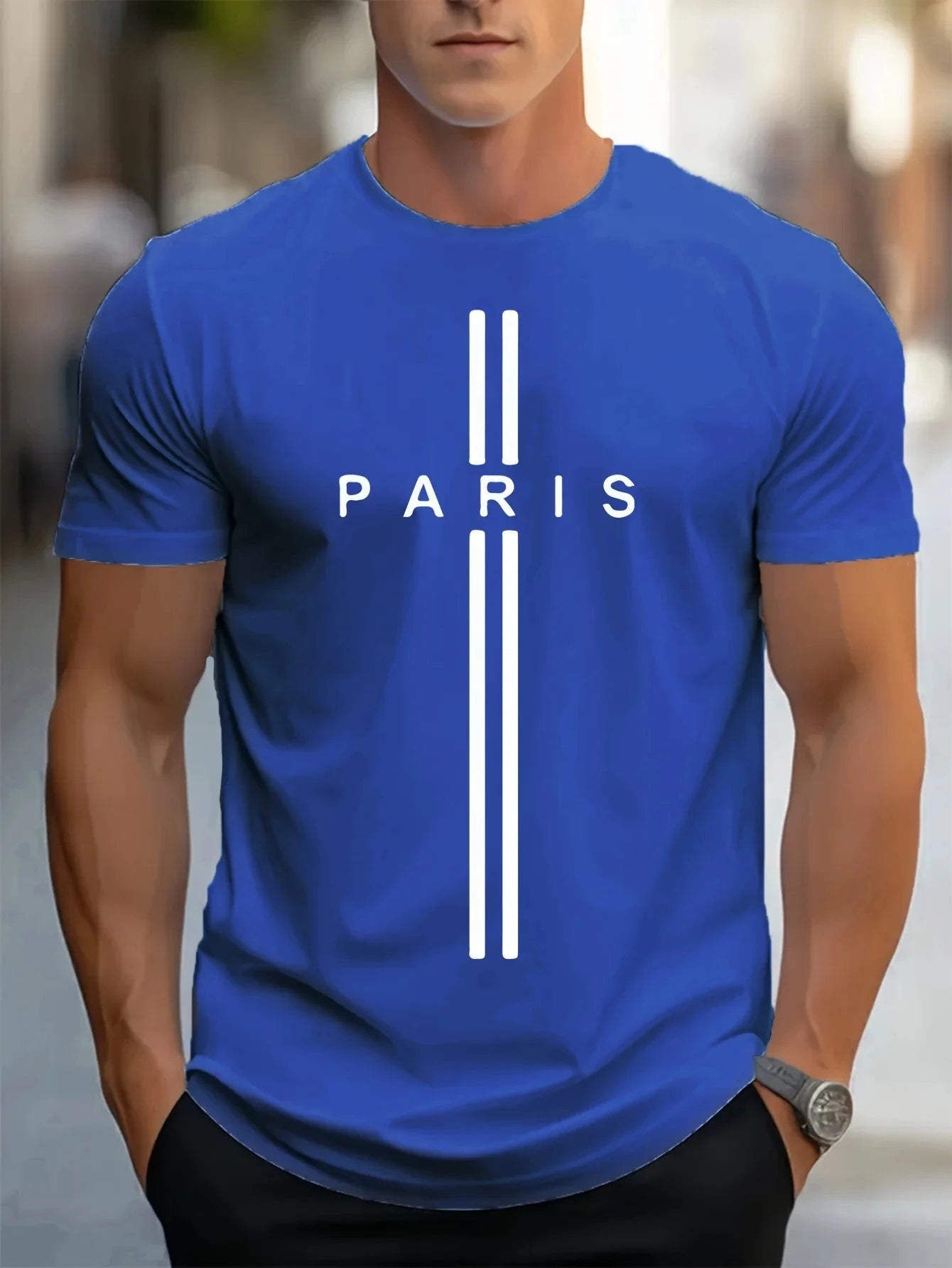 3D printed men's loose summer T-shirt, Paris printed round neck casual tight T-shirt, short sleeved T-shirt - Fabtukus Luxury