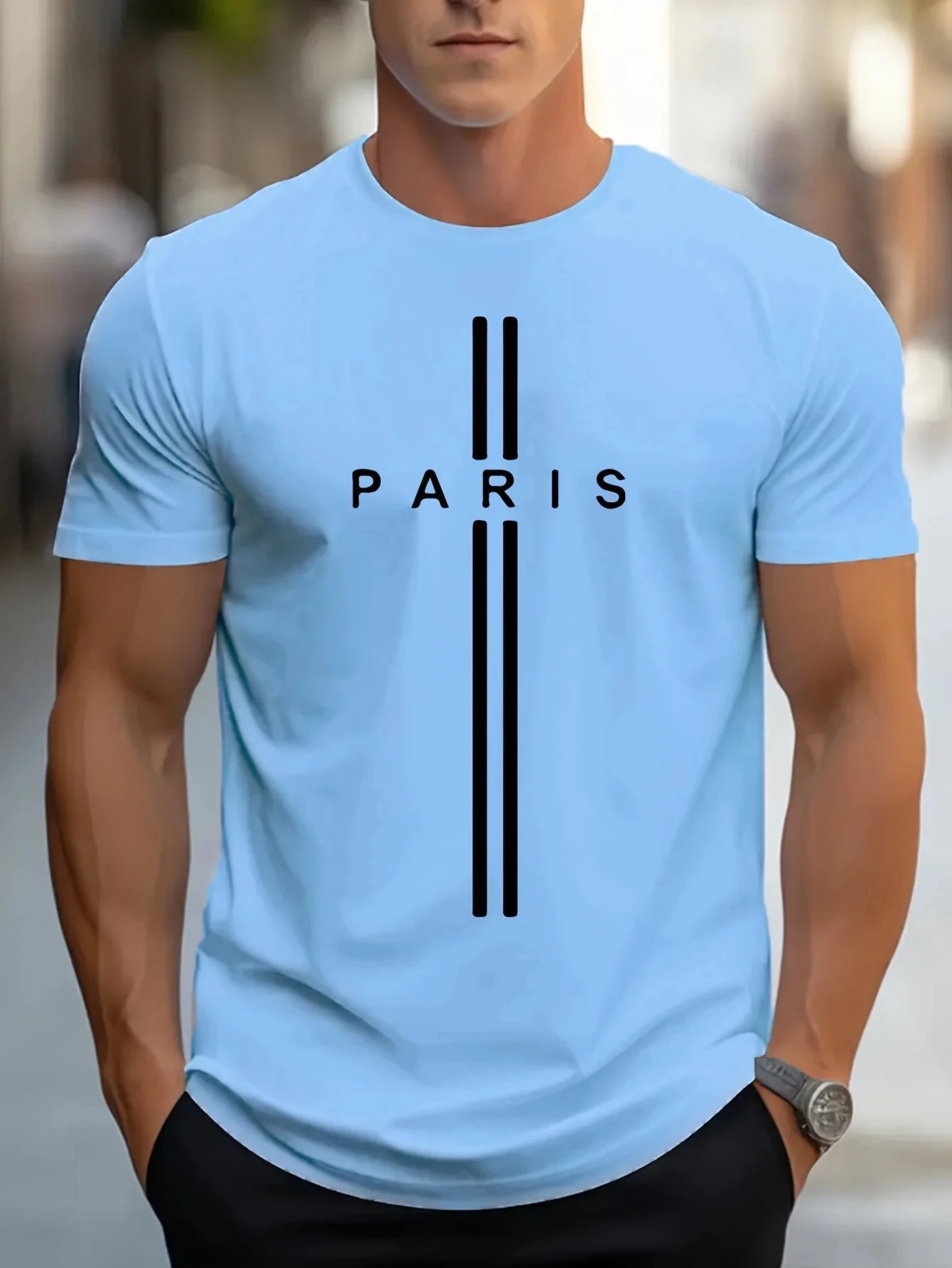 3D printed men's loose summer T-shirt, Paris printed round neck casual tight T-shirt, short sleeved T-shirt - Fabtukus Luxury