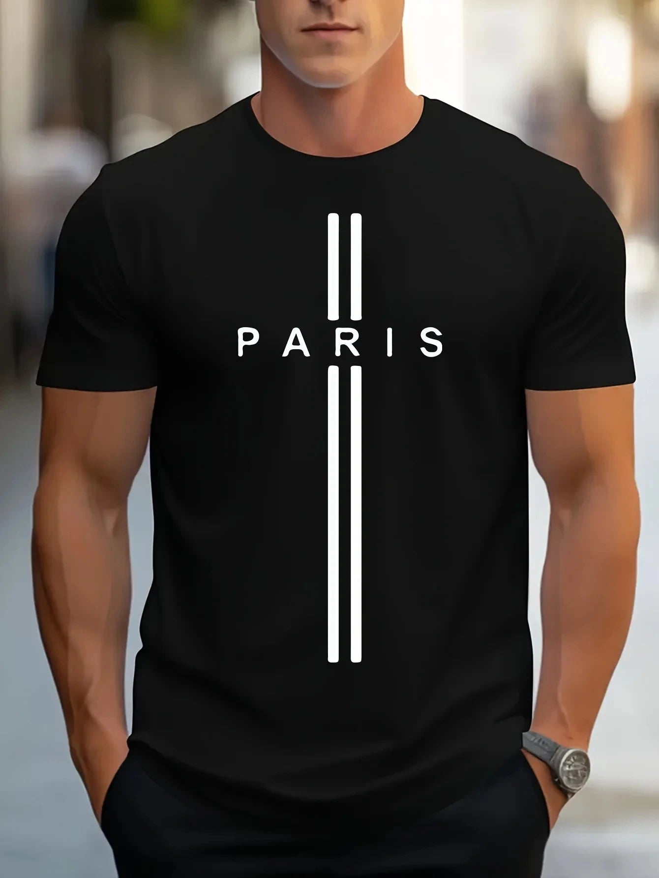 3D printed men's loose summer T-shirt, Paris printed round neck casual tight T-shirt, short sleeved T-shirt - Fabtukus Luxury