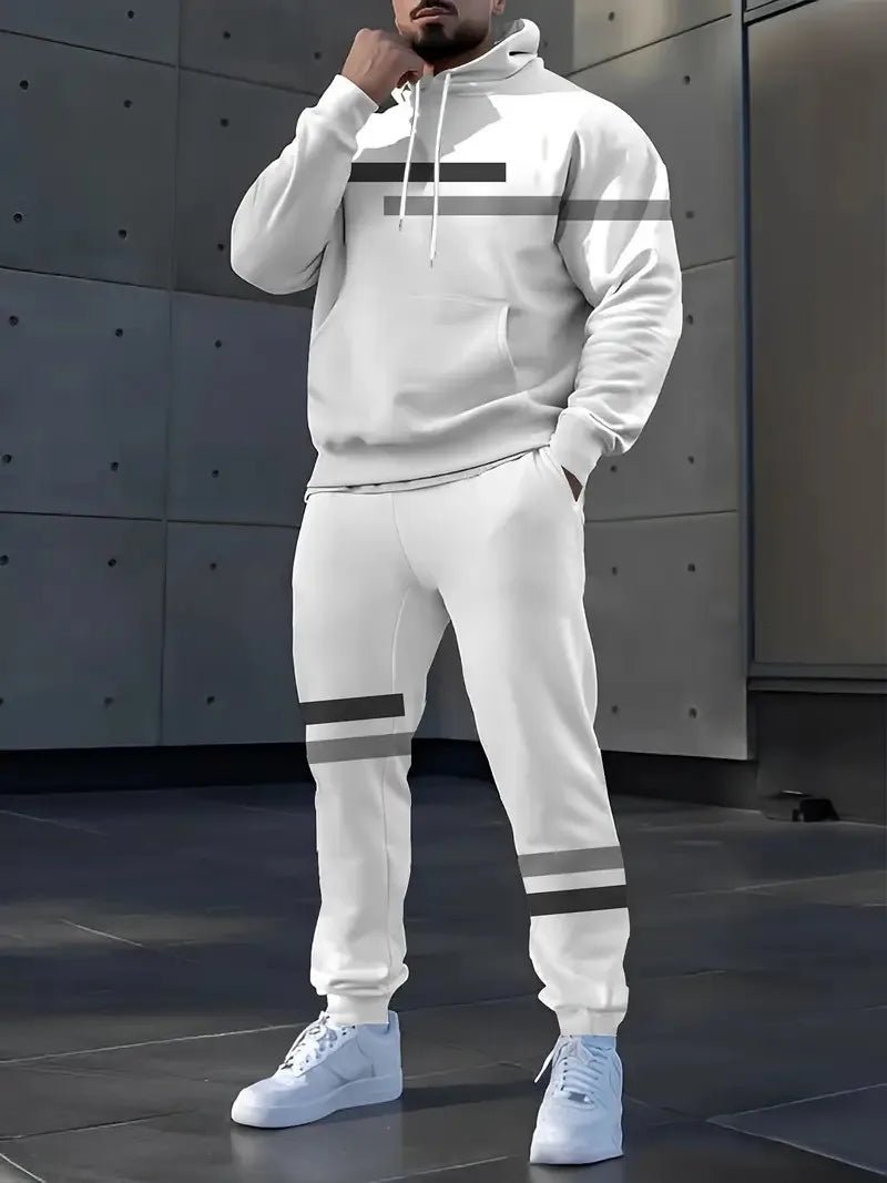 3D stripe print truck suit set, sweat shirt, hoodies and pants - Fabtukus Luxury