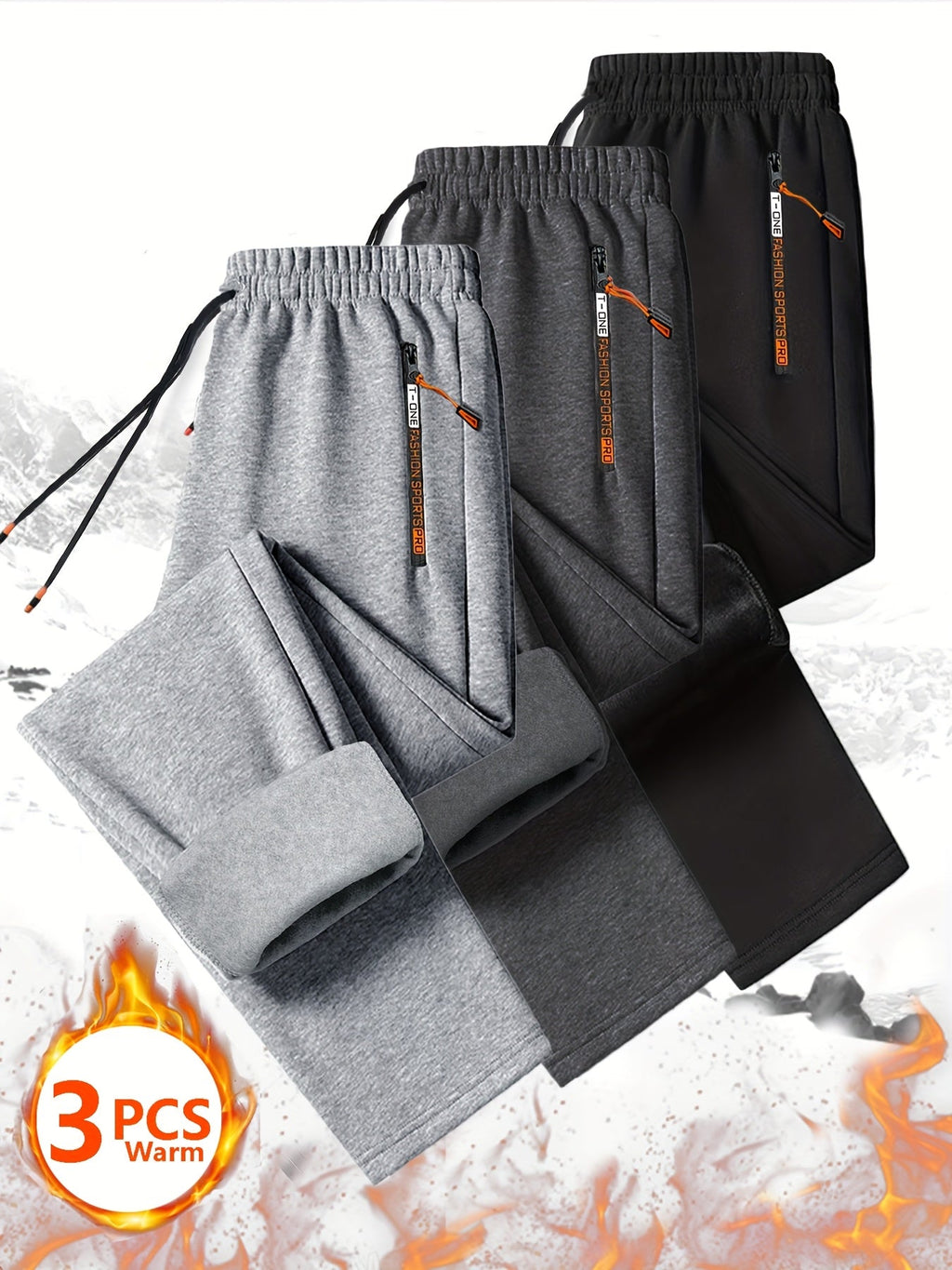 3pcs Men'S Winter Warm Fleece Sweatpants - Fabtukus Luxury