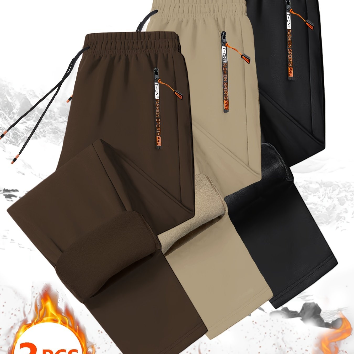 3pcs Men'S Winter Warm Fleece Sweatpants - Fabtukus Luxury