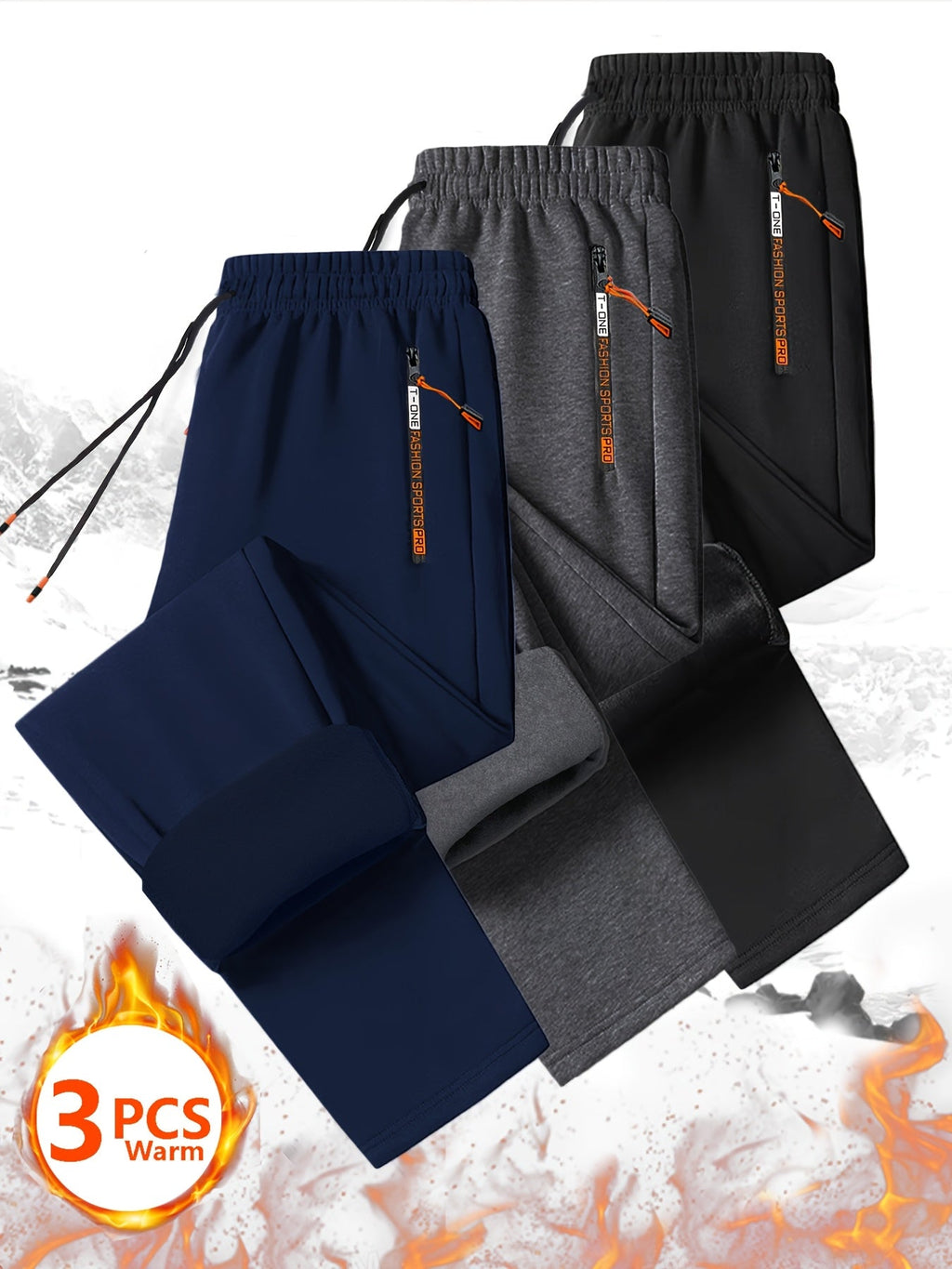 3pcs Men'S Winter Warm Fleece Sweatpants - Fabtukus Luxury
