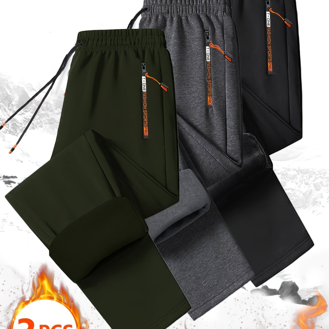 3pcs Men'S Winter Warm Fleece Sweatpants - Fabtukus Luxury