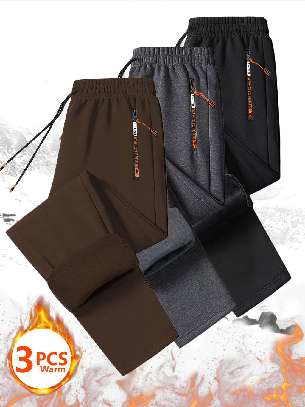 3pcs Men'S Winter Warm Fleece Sweatpants - Fabtukus Luxury