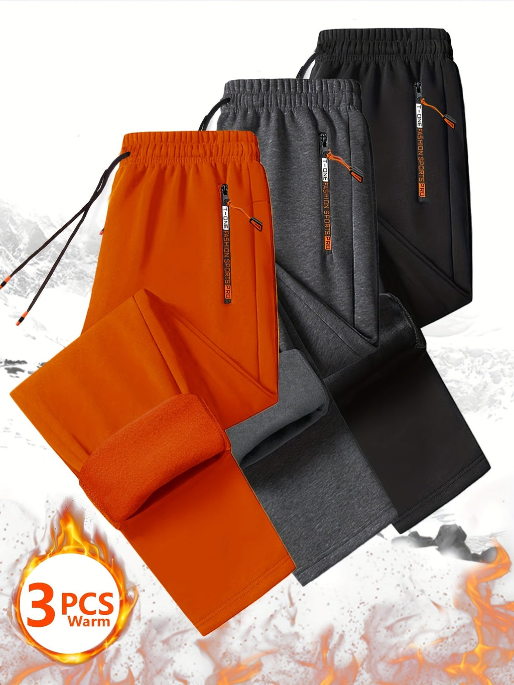 3pcs Men'S Winter Warm Fleece Sweatpants - Fabtukus Luxury