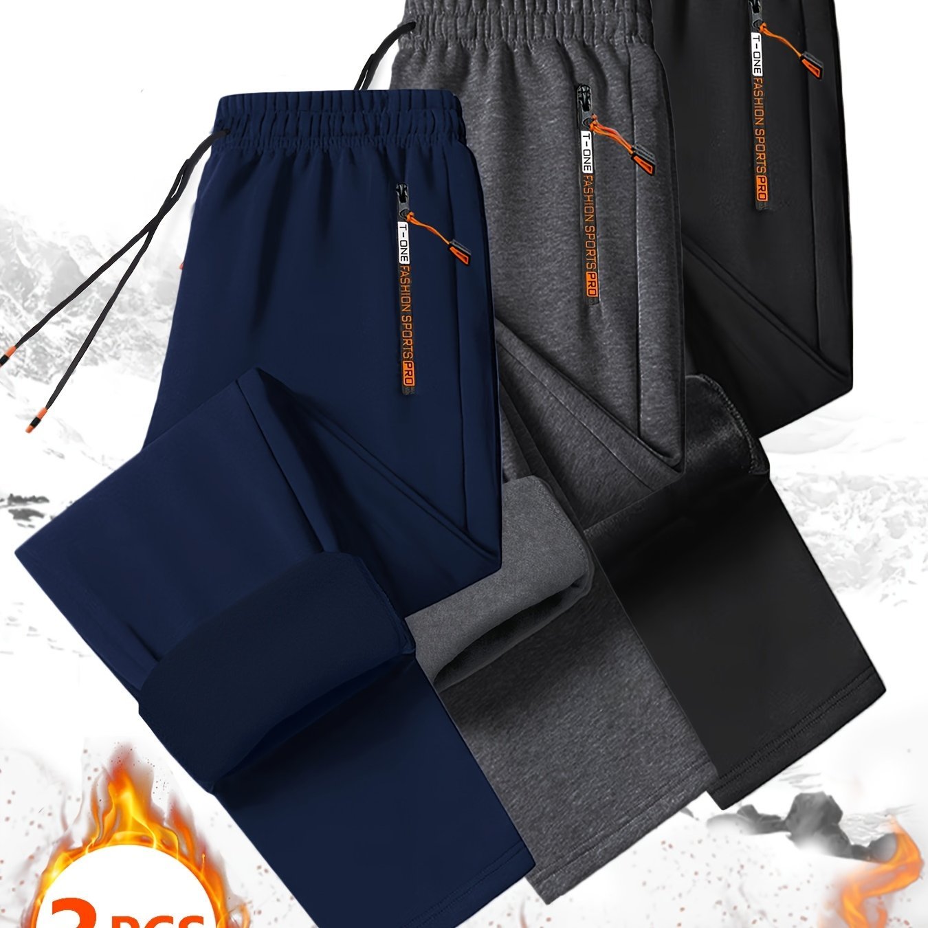3pcs Men'S Winter Warm Fleece Sweatpants - Fabtukus Luxury