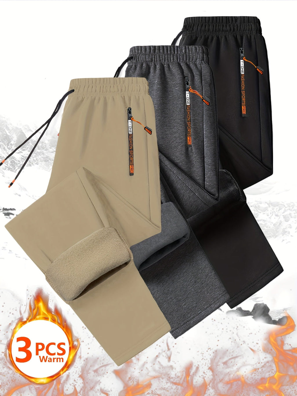 3pcs Men'S Winter Warm Fleece Sweatpants - Fabtukus Luxury