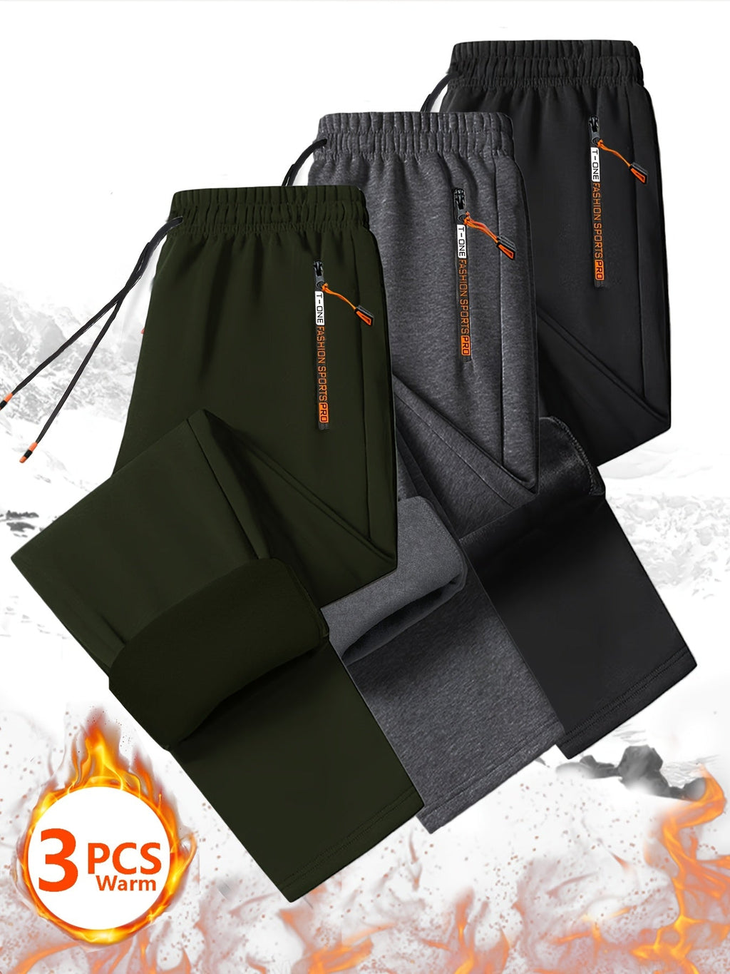 3pcs Men'S Winter Warm Fleece Sweatpants - Fabtukus Luxury
