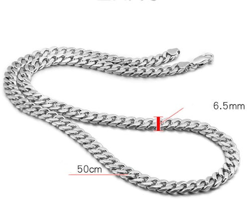 Cuban Riding Crop Necklace 6.5MM White Copper Plated With Thick Silver Buttons For Men - Fabtukus Luxury