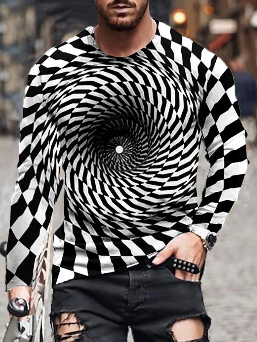 Hip - hop Gradient Swirl Retro T-shirt - Fabtukus Luxury