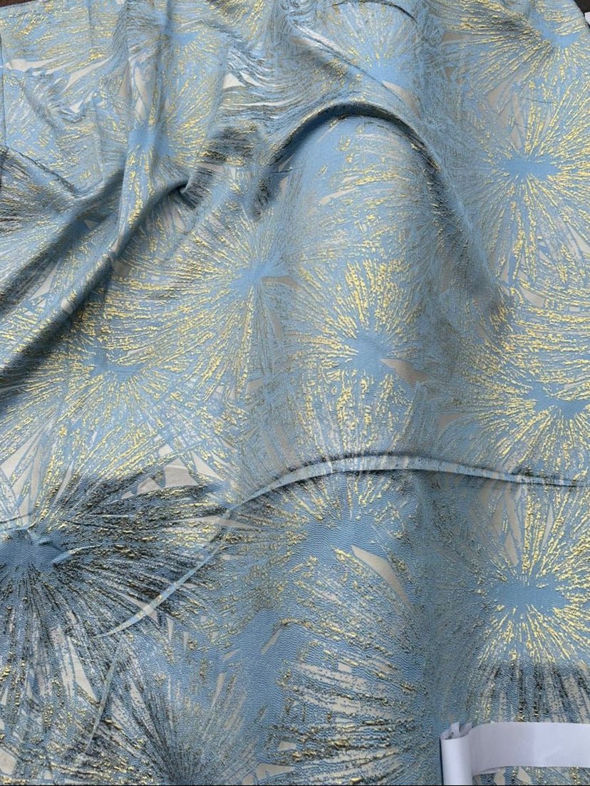 Luxury Gold and blue Damask {Per Yard} - Fabtukus Luxury