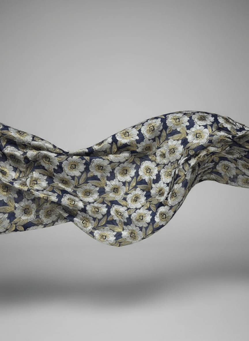 Luxury Gold and Blue Flowery Damask {Per Yard} - Fabtukus Luxury