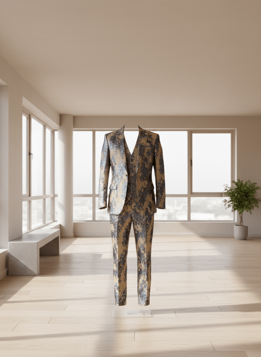 Luxury Gold flowery Damask {Per Yard} - Fabtukus Luxury