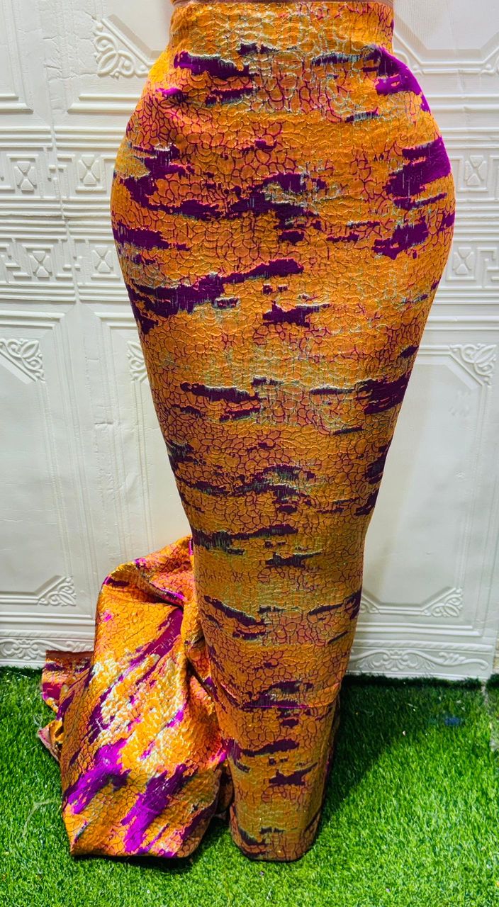 Luxury Orange and Purple Damask {Per Yard} - Fabtukus Luxury