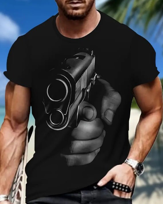 Men's Printed T-shirt, Energetic Short Sleeved Round Neck T-shirt, Summer Outdoor Men's Clothing - Fabtukus Luxury