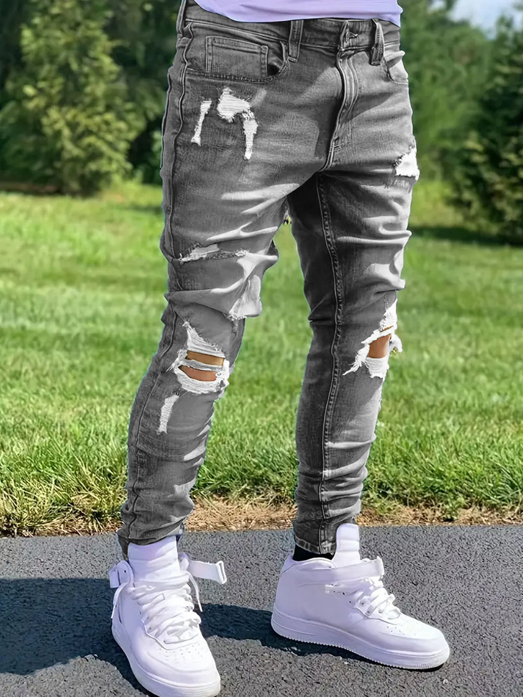 Men's Ripped Fashion Personality Street Trend Style Jeans - Fabtukus Luxury
