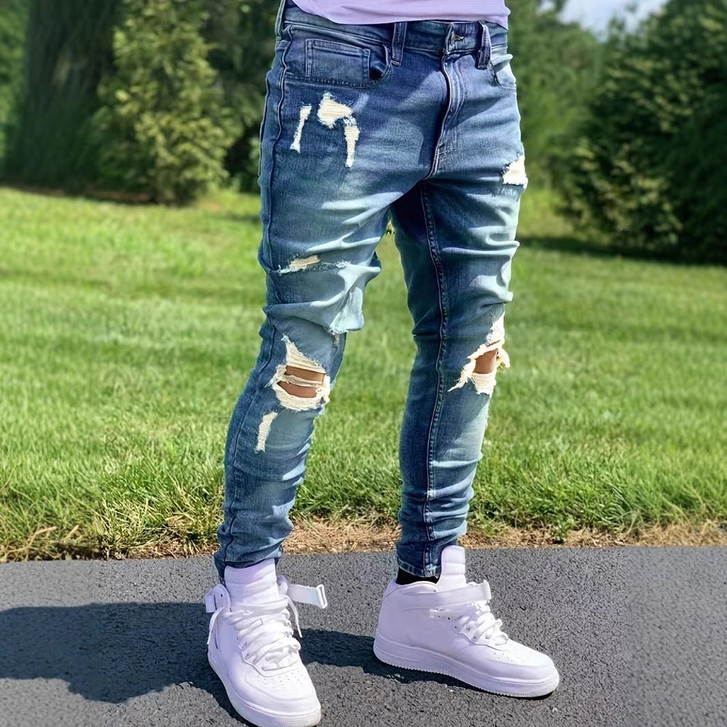 Men's Ripped Fashion Personality Street Trend Style Jeans - Fabtukus Luxury