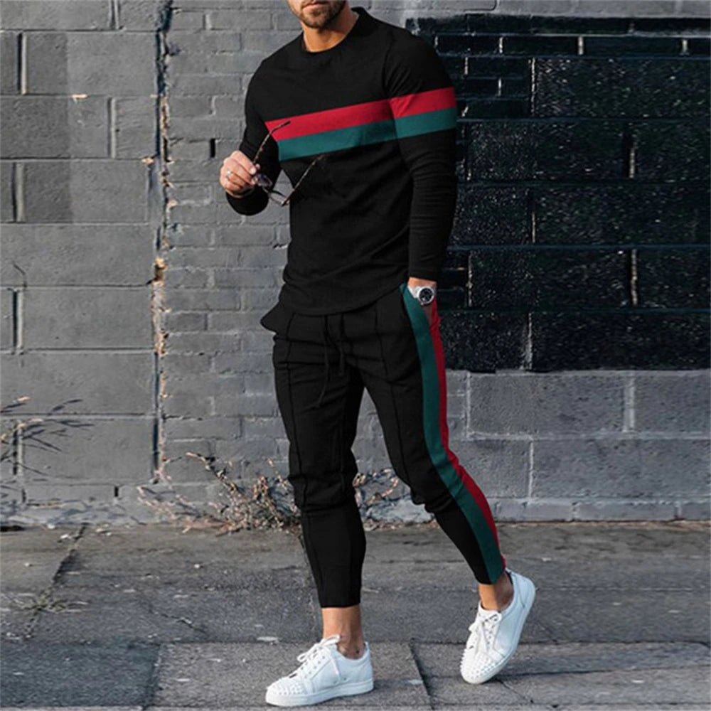 Men's Tracksuit Casual 3D Print 2 Piece Sets Long Sleeve T-Shirt+pants 2pcs Set Fashion Outfits Oversized Sports Unisex Clothing - Fabtukus Luxury