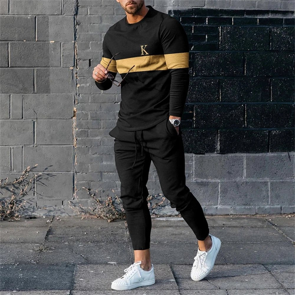 Men's Tracksuit Casual 3D Print 2 Piece Sets Long Sleeve T-Shirt+pants 2pcs Set Fashion Outfits Oversized Sports Unisex Clothing - Fabtukus Luxury