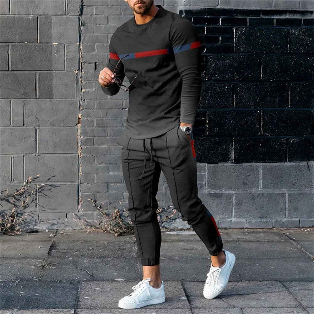 Men's Tracksuit Casual 3D Print 2 Piece Sets Long Sleeve T-Shirt+pants 2pcs Set Fashion Outfits Oversized Sports Unisex Clothing - Fabtukus Luxury