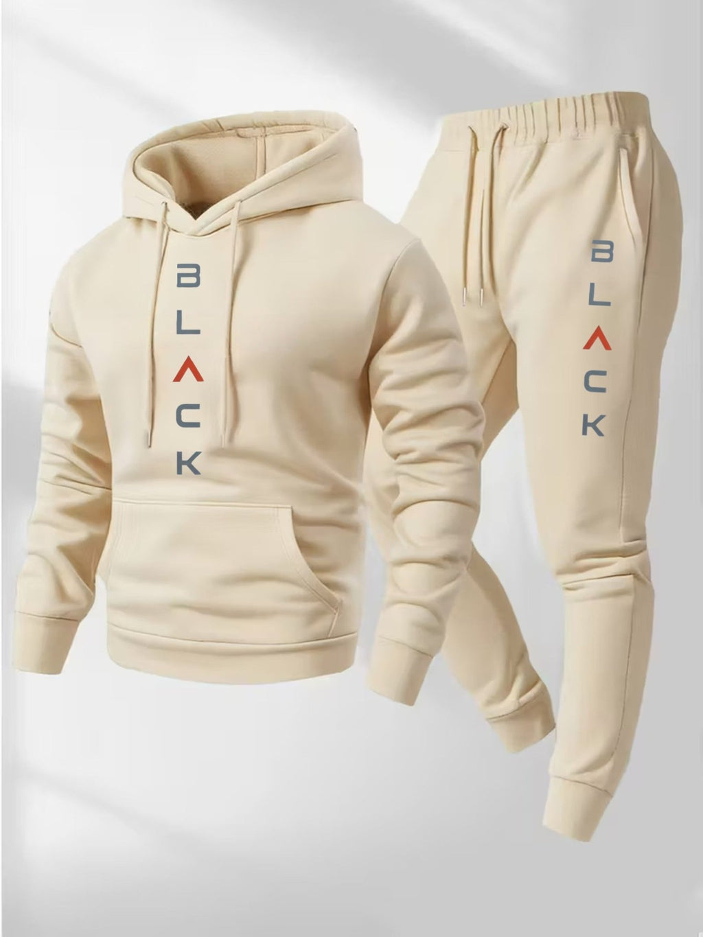 Men's two - piece suit, casual crew neck long - sleeved hooded - Fabtukus Luxury