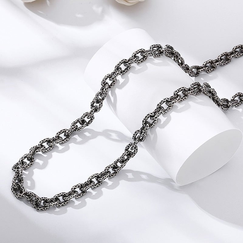 S925 Sterling Silver Meteorite Necklace Stone Pattern Thick Type Men - Fabtukus Luxury