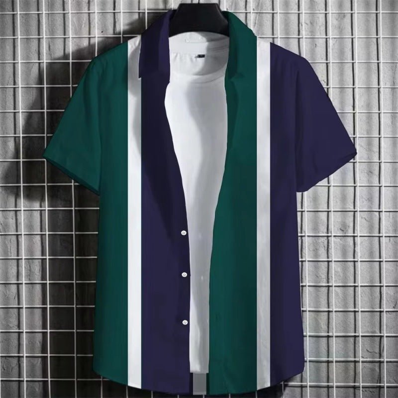 Striped Men's 3D Short Sleeve - Fabtukus Luxury