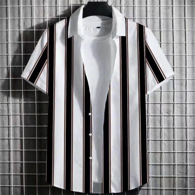 Striped Men's 3D Short Sleeve - Fabtukus Luxury