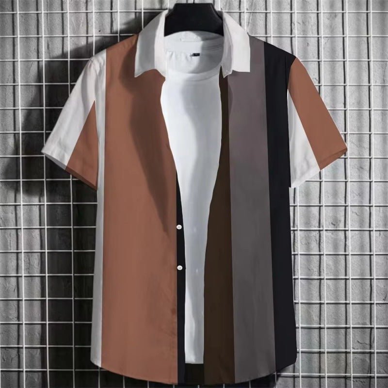 Striped Men's 3D Short Sleeve - Fabtukus Luxury