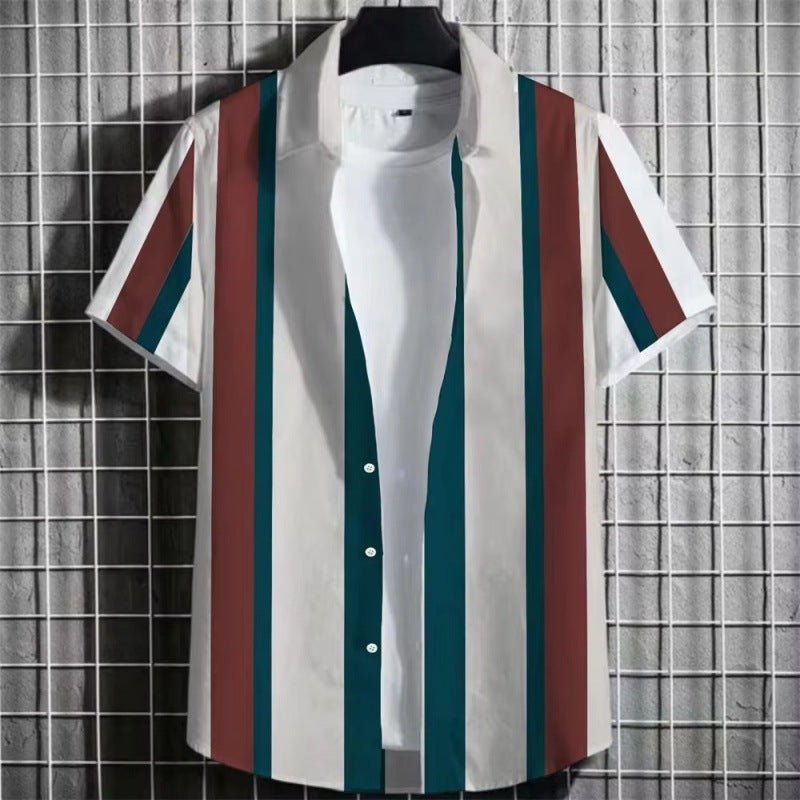 Striped Men's 3D Short Sleeve - Fabtukus Luxury