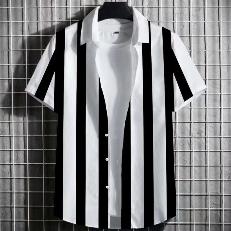 Striped Men's 3D Short Sleeve - Fabtukus Luxury