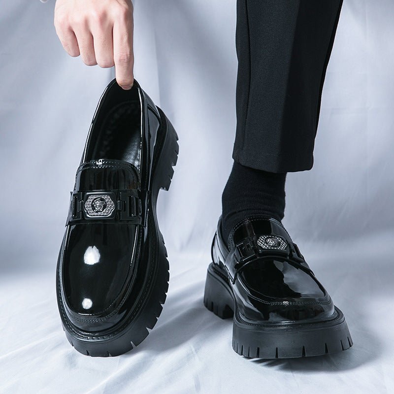 Summer Glossy Breathable Hidden Heel Platform Loafers Small Leather Shoes - Fabtukus Luxury