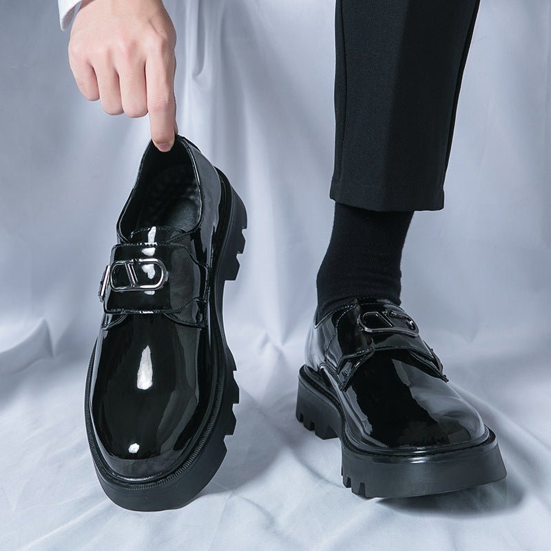 Summer Glossy Breathable Hidden Heel Platform Loafers Small Leather Shoes - Fabtukus Luxury