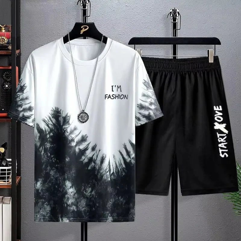 Summer Quick Drying Men's Sets Fashion tracksuits Casual Breathable Short Sleeve 3D Printed Sports T-shirt+Shorts Basketball Set - Fabtukus Luxury
