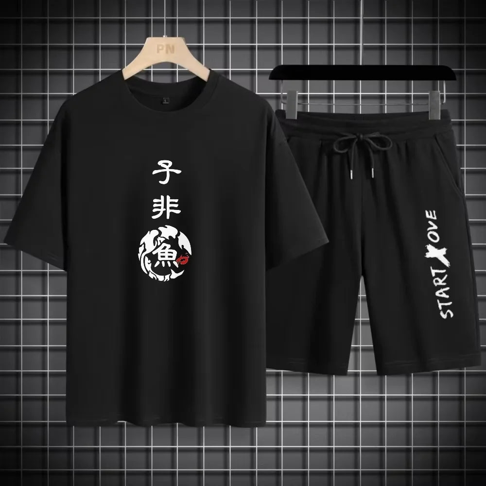 Summer Quick Drying Men's Sets Fashion tracksuits Casual Breathable Short Sleeve 3D Printed Sports T-shirt+Shorts Basketball Set - Fabtukus Luxury