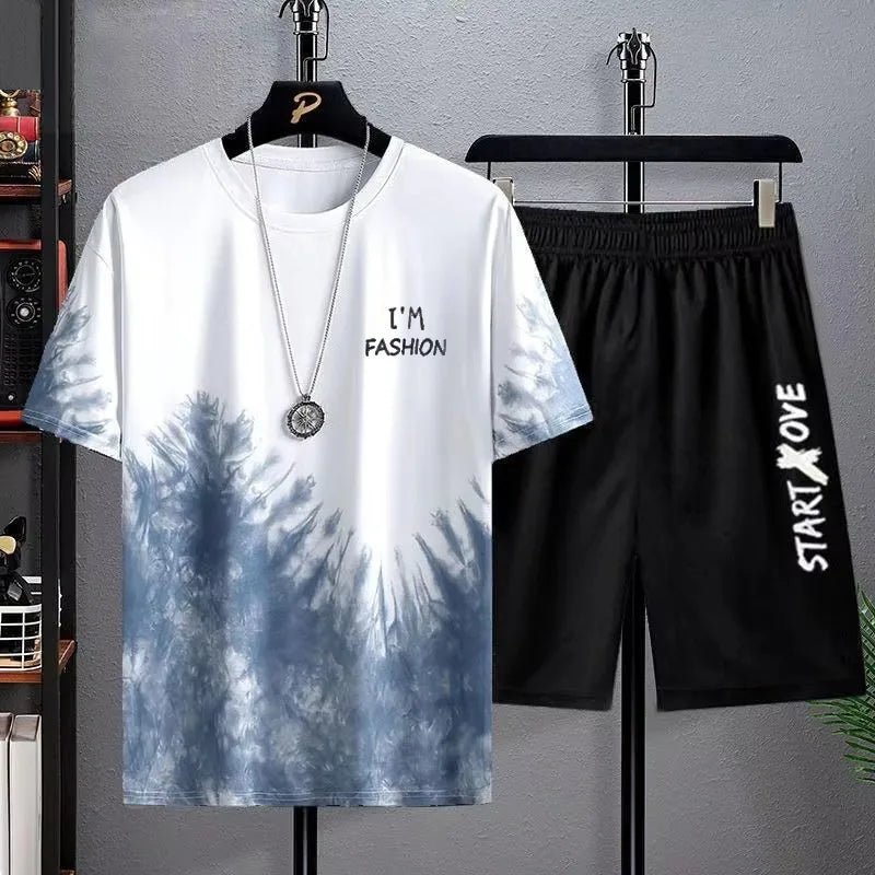 Summer Quick Drying Men's Sets Fashion tracksuits Casual Breathable Short Sleeve 3D Printed Sports T-shirt+Shorts Basketball Set - Fabtukus Luxury