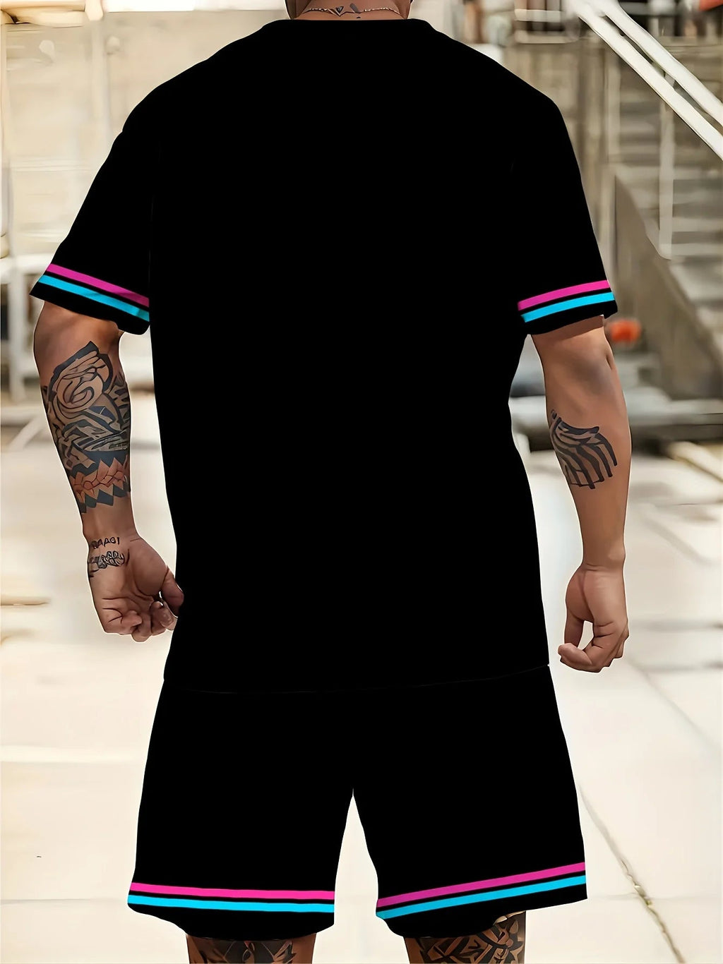 The 2025 summer new men's suit 3D printed T-shirt and drawstring shorts 3D printed casual outdoor sports - Fabtukus Luxury