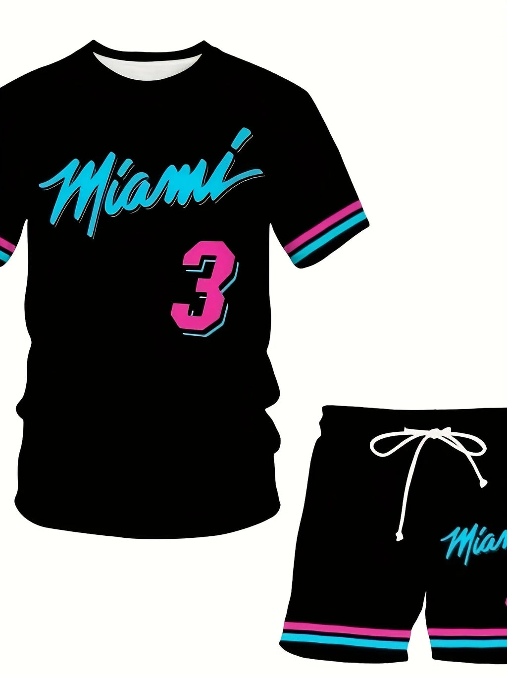 The 2025 summer new men's suit 3D printed T-shirt and drawstring shorts 3D printed casual outdoor sports - Fabtukus Luxury